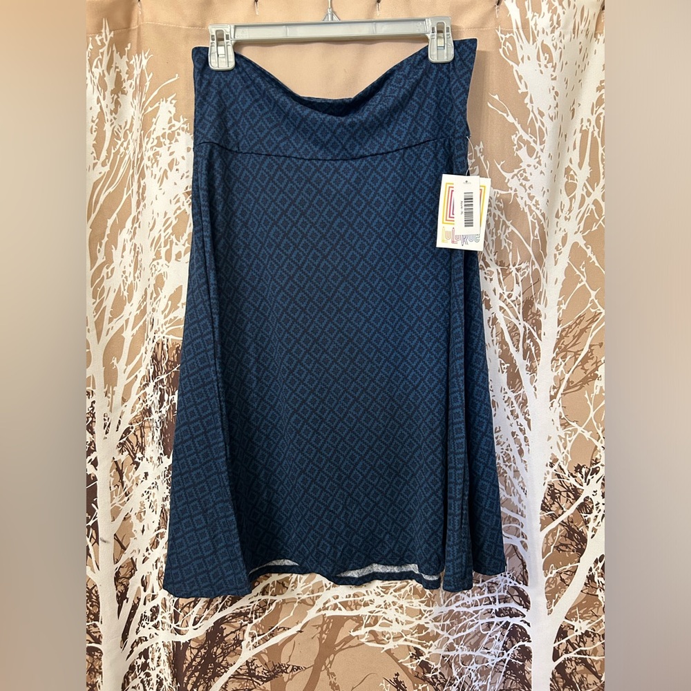 LuLaRoe XL Azure Navy Diamond Pattern A-Line Skirt